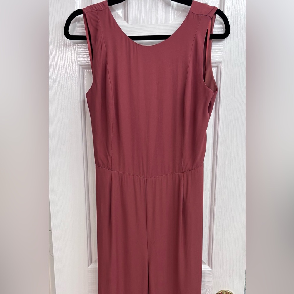 Lost April Sleeveless Jumpsuit with Back Straps in Terracotta